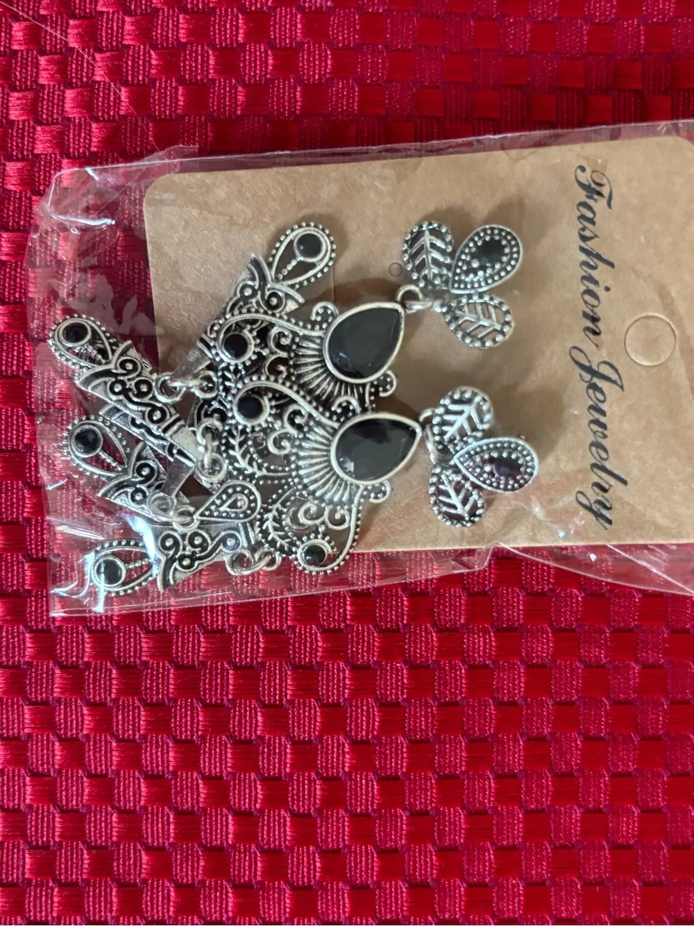 Fashion Jewelry White Marbled Cutout Hoop Earrings and two other new pieces